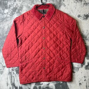 Barbour Womens Classic Eskdale Jacket Large Quilted Long Sleeve Coat Red Lined